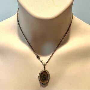 Vtg Women’s Silver Tone Chain Link Blank Pendant Necklace - Made in Germany